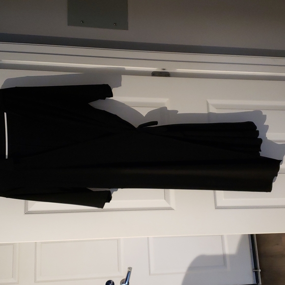 Womens Susie Couture Black knit wrap dress, quarter sleeve, 1X, collar - Picture 1 of 3